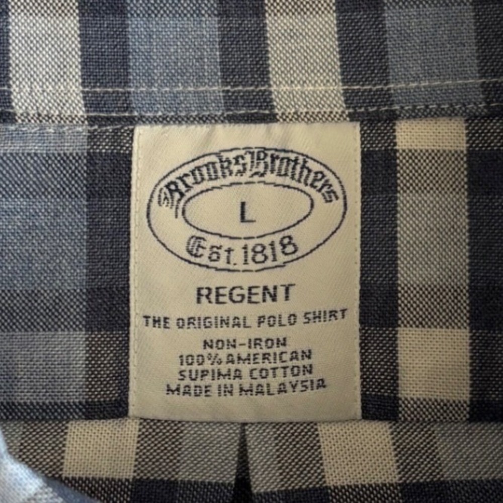 Brooks Brothers Regent Non-Iron Supima Cotton Check Shirt Mens Large Blue White - Picture 3 of 6
